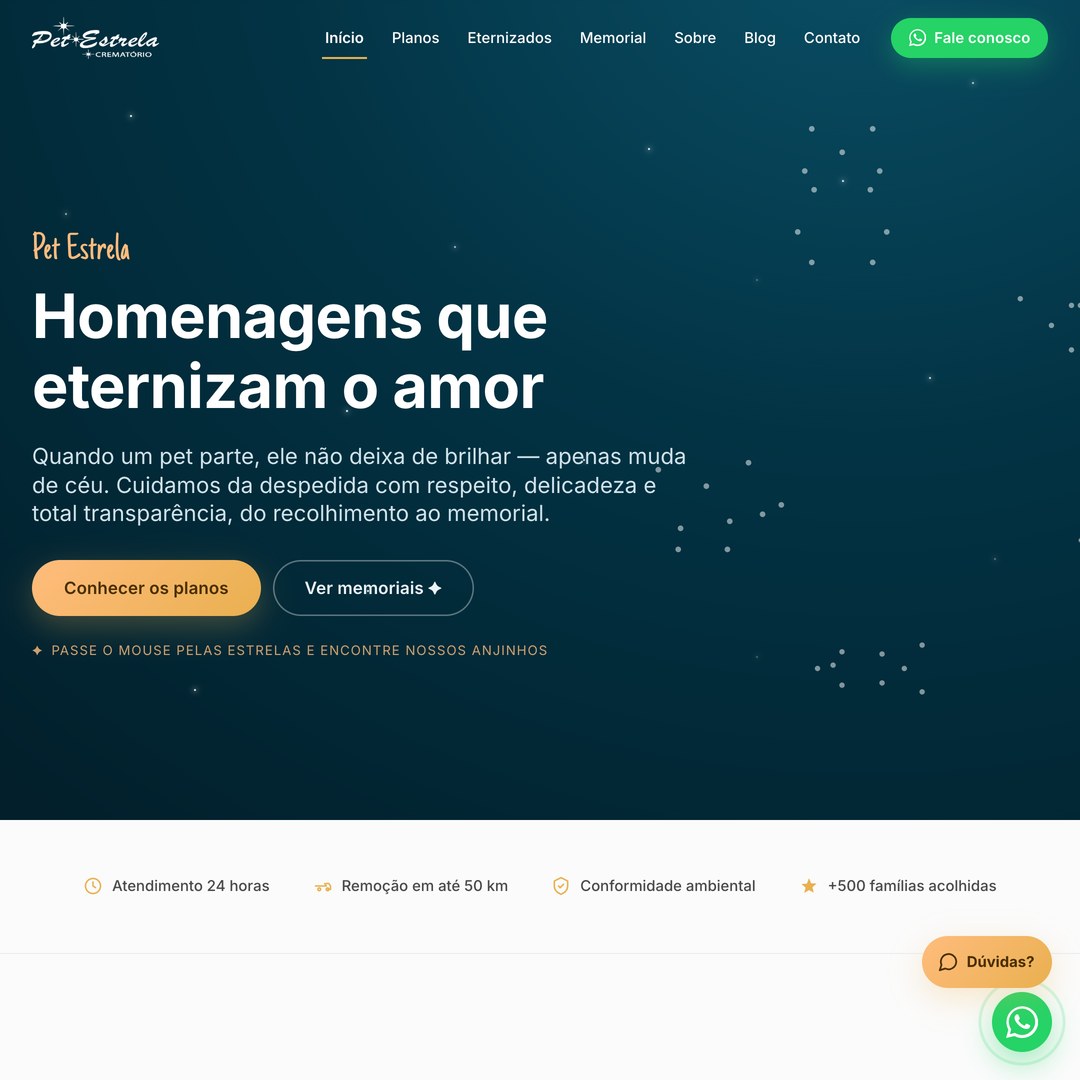 Screenshot do site Pet Estrela