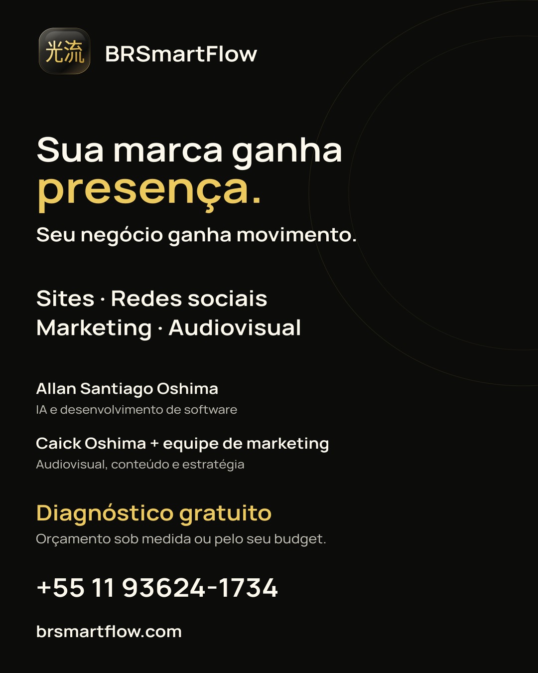 Apresentação comercial da BRSmartFlow: sites, redes sociais, marketing e audiovisual